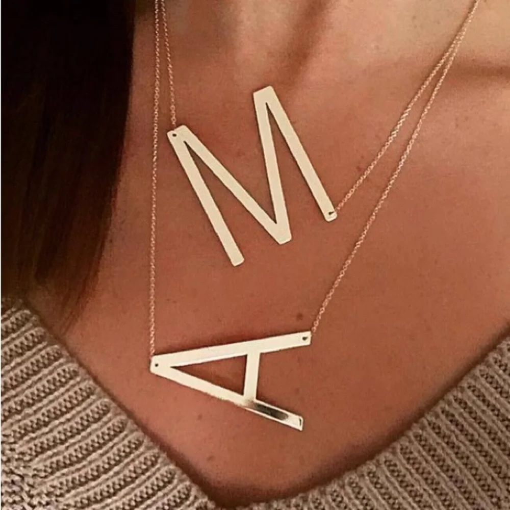 Large Gold Initial Necklace (9023)